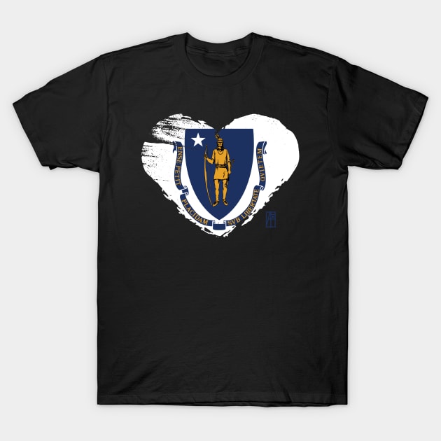 U.S. State - I Love Massachusetts - Massachusetts Flag T-Shirt by ArtProjectShop